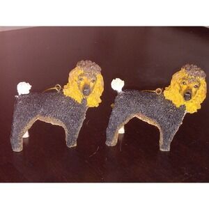LOT OF 2 - POODLE‎ DOG Resin Figurine Christmas Ornament